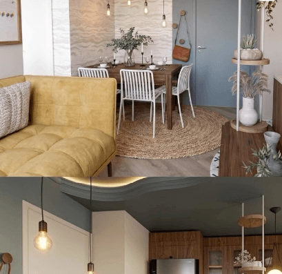 Antes e Depois / Cozinha e Sala Integradas - Aracá Interiores