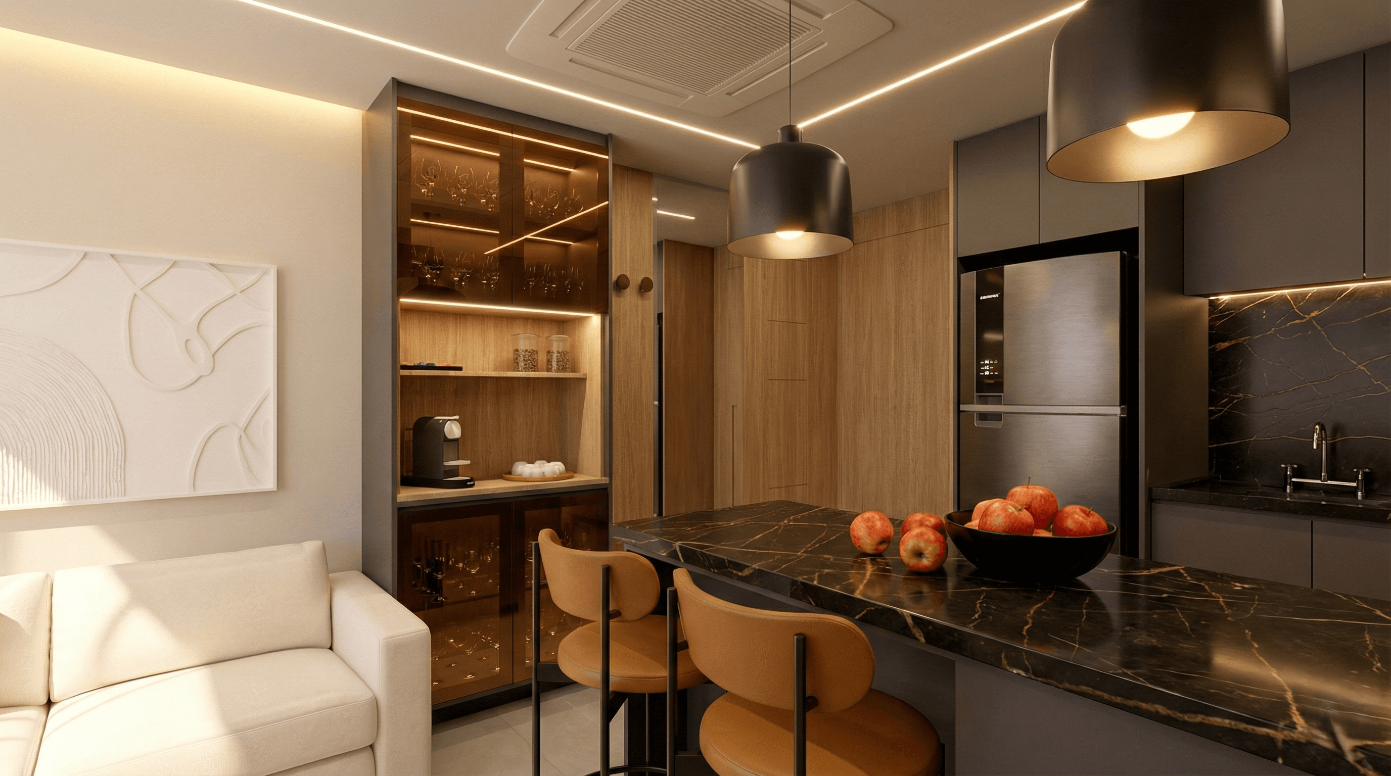 Living Ampliado e Varanda Gourmet Integrada